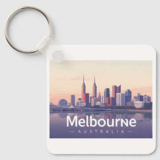 Melbourne Australia Pastel Travel Design Keychain