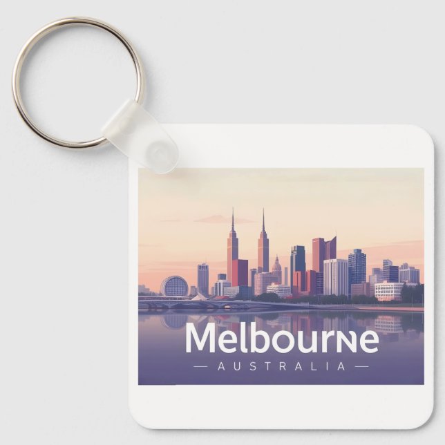 Melbourne Australia Pastel Travel Design Keychain (Front)