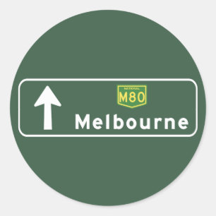 Melbourne, Australia Road Sign Classic Round Sticker