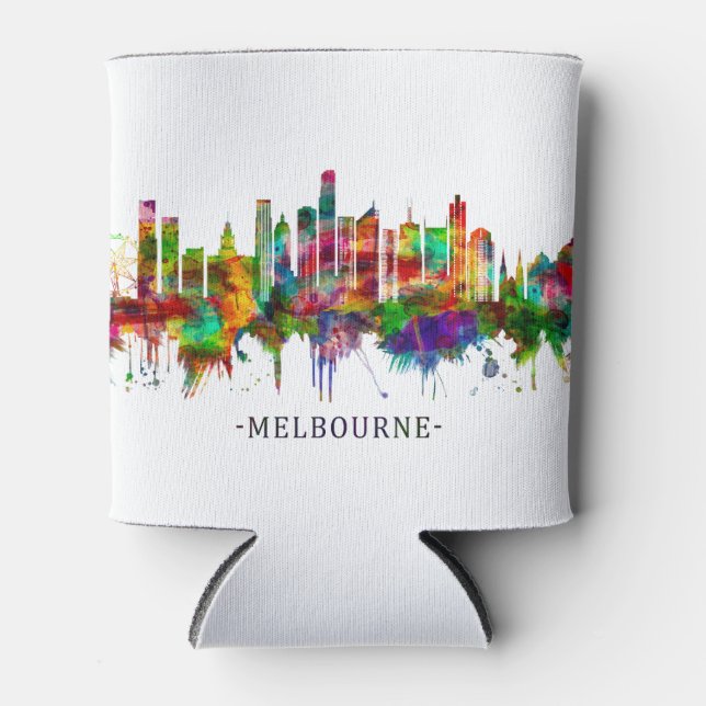 Melbourne Australia Skyline Can Cooler (Front)