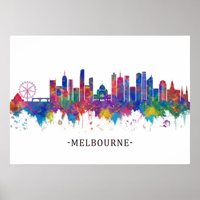 Melbourne Australia Skyline Poster (Front)