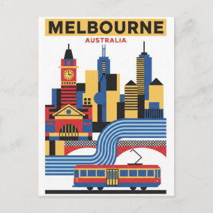 Melbourne Australia Skyline Travel Postcard