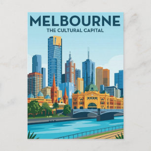 Melbourne Australia Skyline Travel Postcard