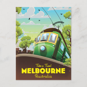 Melbourne Australia Tram  Announcement Postcard