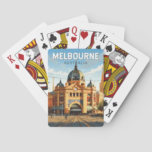 Melbourne Australia Travel Art Vintage Playing Cards (Back)