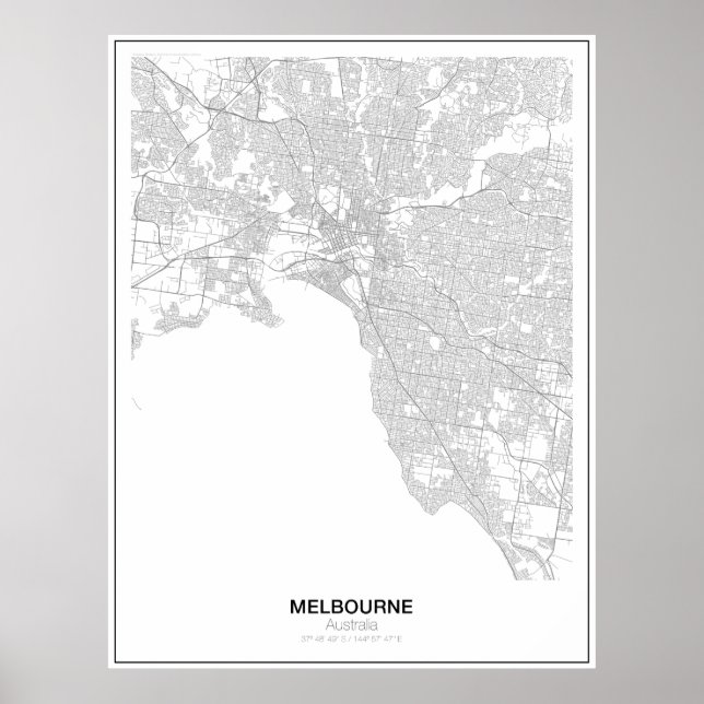 Melbourne, Australie Poster de carte minimaliste (Devant)