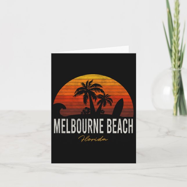 Melbourne Beach Florida Fl Palms Vacation Surf Sun Card (Front)