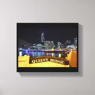 Melbourne CBD Queens Bridge City Lights Canvas Print