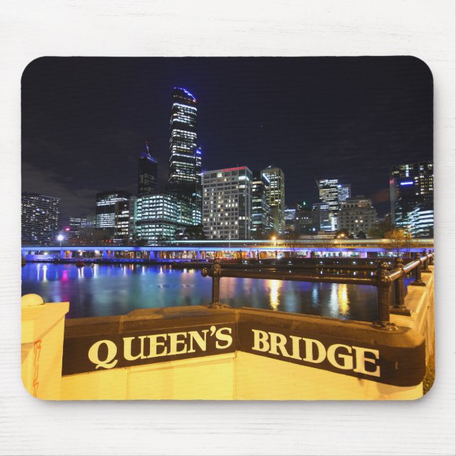Melbourne CBD Queens Bridge City Lights Mouse Pad (Front)