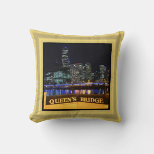Melbourne City Lights Queen's Bridge Souvenir Throw Pillow