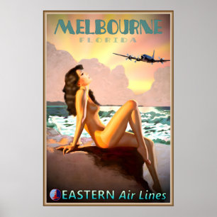 Melbourne Florida Eastern Air Lines Travel Poster