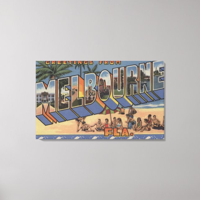 Melbourne, Florida - Large Letter Scenes Canvas Print (Front)