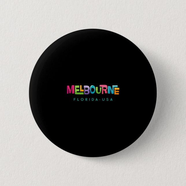 Melbourne Florida Retro Tropical Design  2 Inch Round Button (Front)