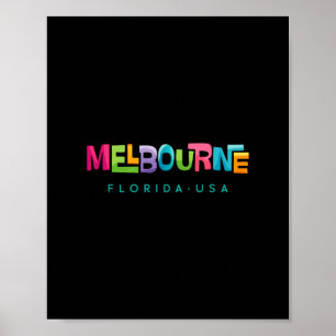 Melbourne Florida Retro Tropical Design Poster