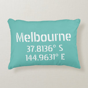 Melbourne Latitude Longitude Accent Pillow