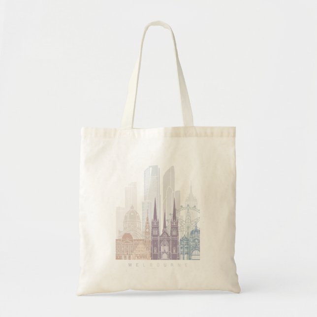 MELBOURNE SKYLINE POSTER PASTEL TOTE BAG (Front)