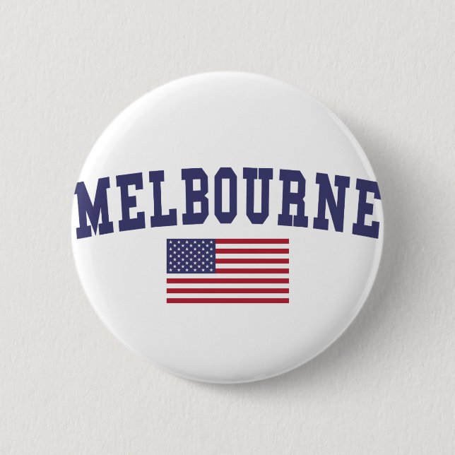Melbourne US Flag 2 Inch Round Button (Front)