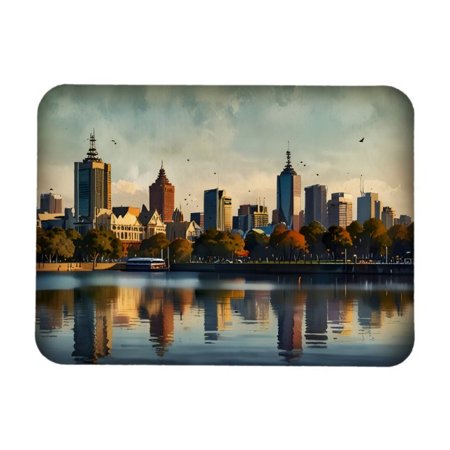 Melbourne watercolor art magnet (Horizontal)