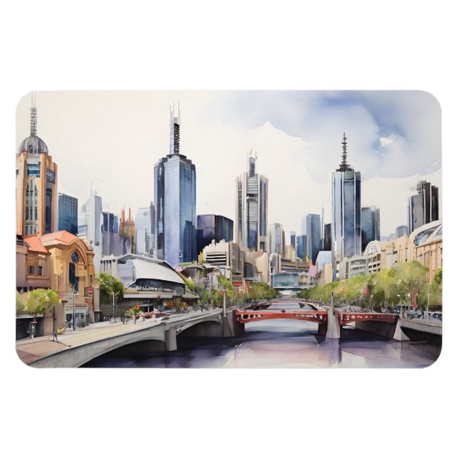 Melbourne watercolor art magnet (Horizontal)