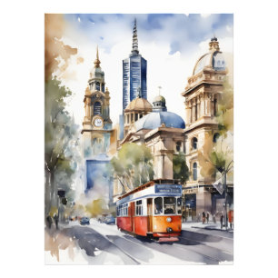 Melbourne watercolor art photo print