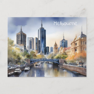 Melbourne watercolor art postcard