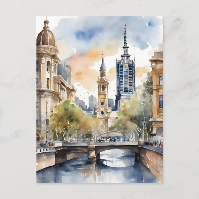 Melbourne watercolor art postcard (Front)