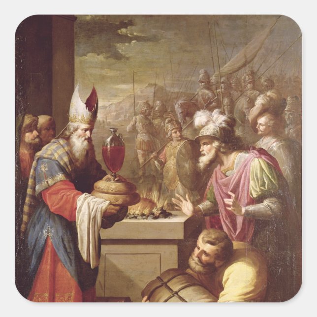 Melchizedek Offering Bread and Wine Square Sticker (Front)