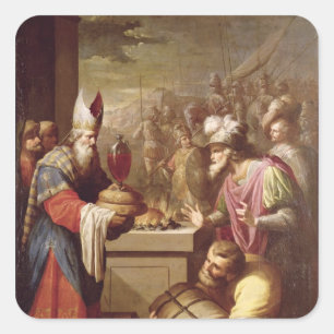 Melchizedek Offering Bread and Wine Square Sticker