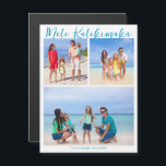 Mele Kalikimaka 3 Photo Beach Christmas Magnet<br><div class="desc">Chic customizable beach family photo collage Christmas magnet card with your favourite tropical photos in the sun and a letter inside. Add 3 of your favourite memories from your island vacation to the coast on the front and one on the back. A beautiful coastal holiday magnetic card with a clean,...</div>