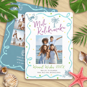 Mele Kalikimaka 5 Photo Hand Drawn Fun Christmas Holiday Card