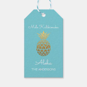Mele Kalikimaka - Aloha Pineapple Christmas Gift Tags
