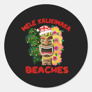 Mele Kalikimaka Beaches Merry Hawaiian Christmas 1 Classic Round Sticker
