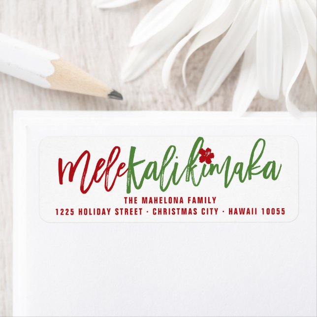 Mele Kalikimaka Brush Script Adresse de Noël (En situation)