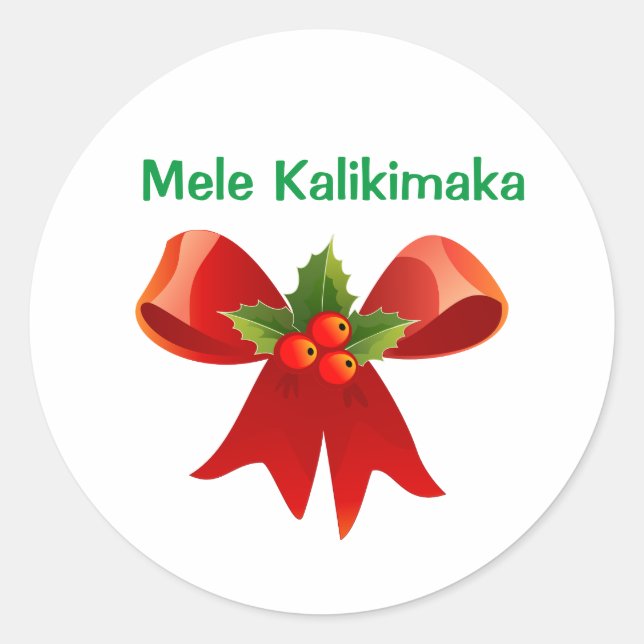 Mele Kalikimaka Christmas Bow Classic Round Sticker (Front)