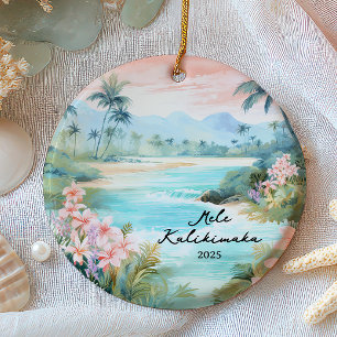 Mele kalikimaka Christmas Ceramic Ornament