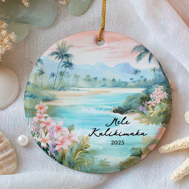Mele kalikimaka Christmas Ceramic Ornament (Creator Uploaded)
