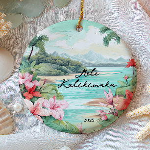 Mele kalikimaka Christmas Ceramic Ornament
