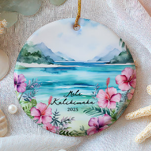 Mele kalikimaka Christmas Ceramic Ornament