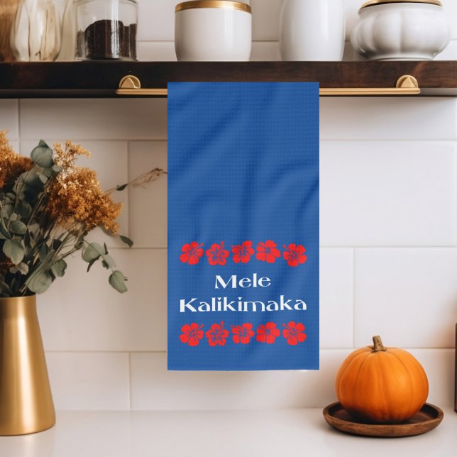 Mele Kalikimaka Christmas Flower Bands Colour Kitchen Towel (Creator Uploaded)