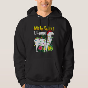 Mele Kalikimaka Christmas Hawaiian Llama X Mas Lig Hoodie