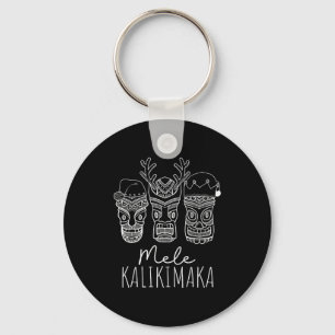 Mele Kalikimaka Christmas Hawaiian Santa Tiki Mask Keychain