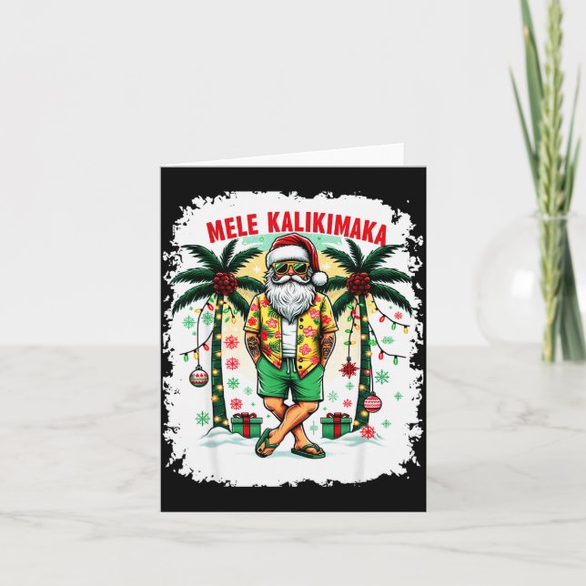 Mele Kalikimaka Christmas In July Hawaiian Santa S Card (Front)