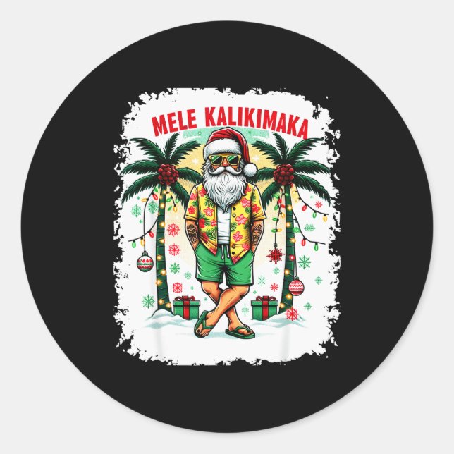 Mele Kalikimaka Christmas In July Hawaiian Santa S Classic Round Sticker (Front)