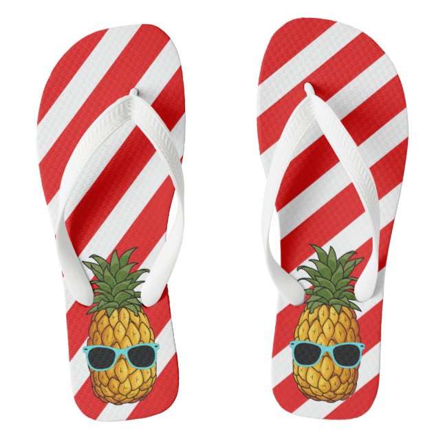 Mele Kalikimaka Christmas in July Pineapple 2021 Flip Flops (Footbed)