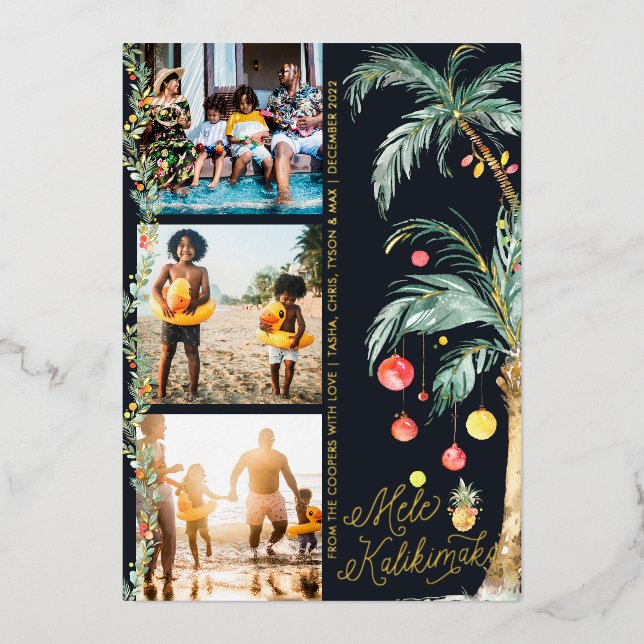 Mele Kalikimaka | Christmas Photo Collage Card (Front)