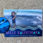 Mele Kalikimaka Christmas Photo Collage Holiday Card<br><div class="desc">Personalize this tropical Christmas card with your favourite vacation photo! 
Tropical Hawaiian feel.
Cute little Christmas trees.</div>