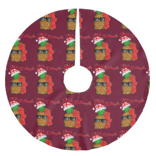 Mele Kalikimaka Christmas Pineapple Brushed Polyester Tree Skirt