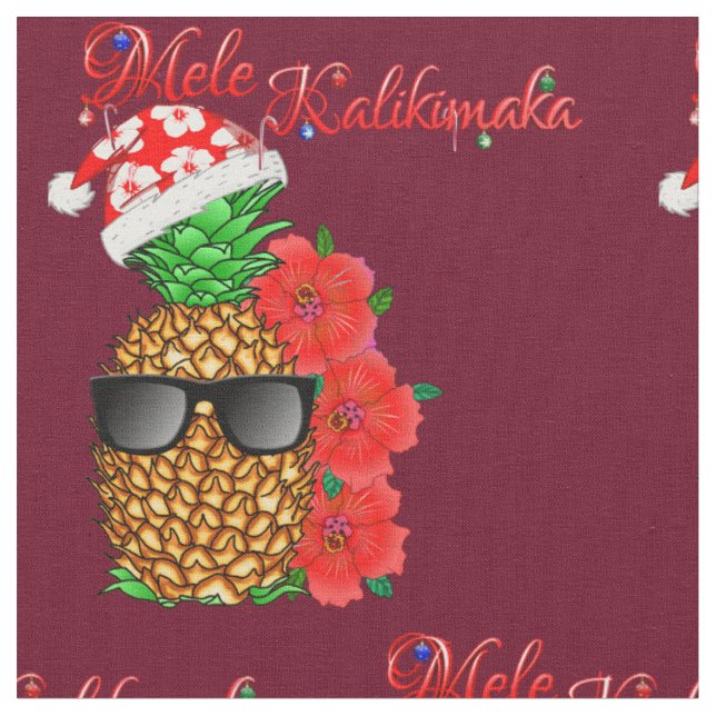 Mele Kalikimaka Christmas Pineapple Fabric (Close Up)