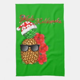 Mele Kalikimaka Christmas Pineapple Kitchen Towel