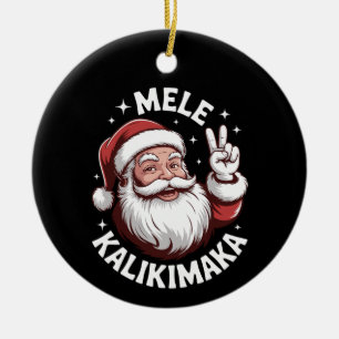 Mele Kalikimaka Christmas Santa Xmas Holiday Ceramic Ornament